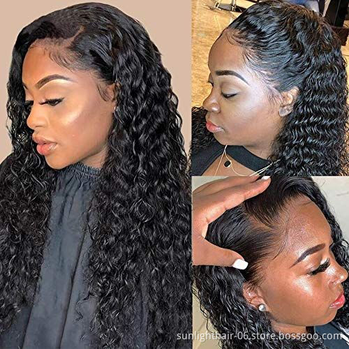 Sunlight Brazilian Human Hair Swiss HD Lace Front Wig With Baby Hair For Black Women raw indian hair 20a water wave weave wig